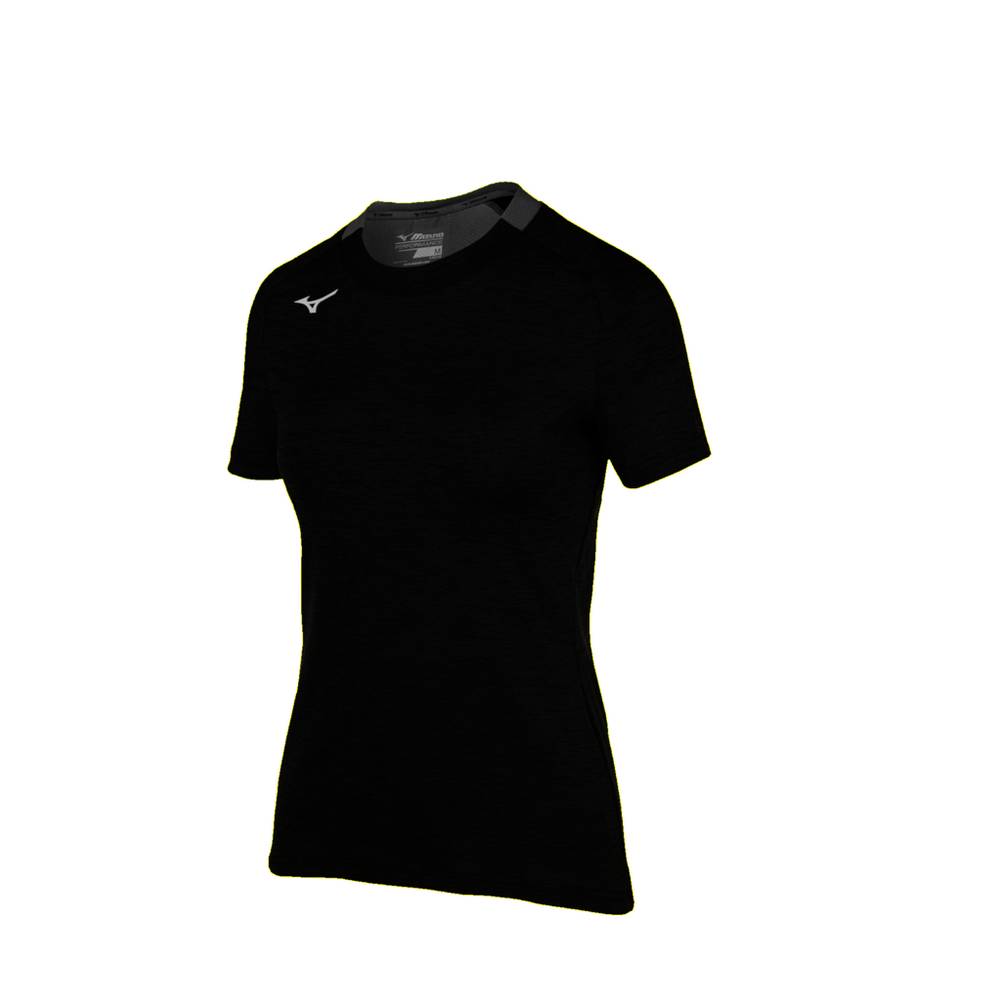 Mizuno Alpha Short Sleeve - Bayan Tişört - Siyah Türkiye (LSIPJN-098)